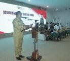 Muhilli Lubis menyampaikan kata sambutan diacara Sosialisasi Dana Bantuan Hibah