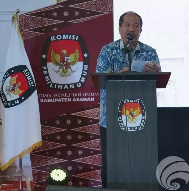 Taufik Zainal Abidin Siregar sampaikan kata sambutan di acara Rakor KPU Asahan