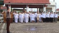 Suasana apel pasca liburan di halaman RSUD Tarutung.